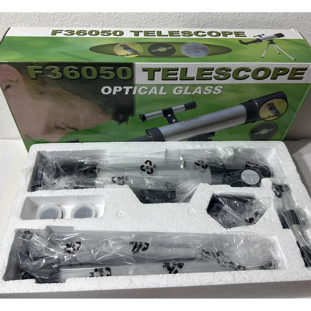 F36050 Optical Glass Telescope 6mm + 20mm Eyepieces Sturdy Tabletop‎ Tripod
